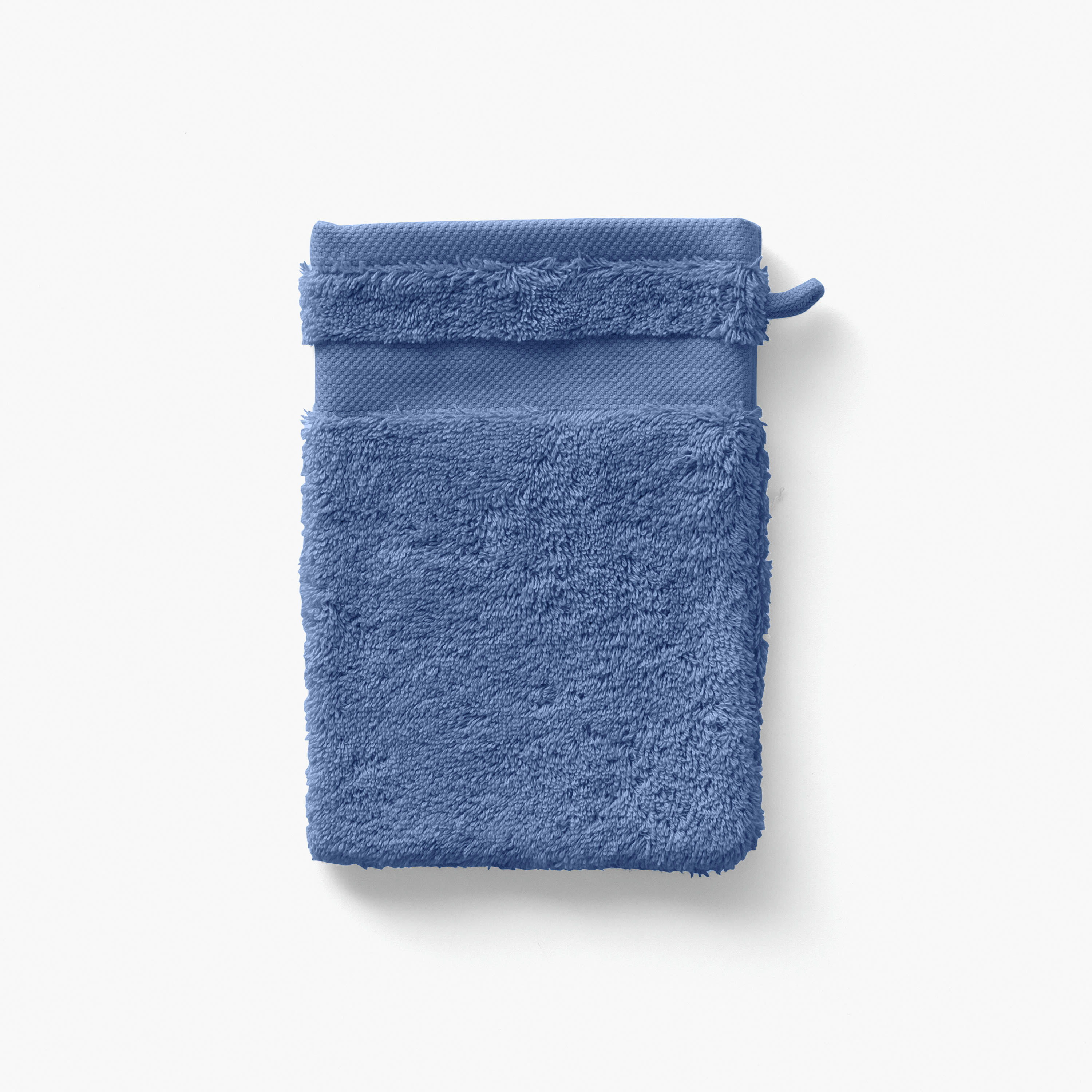 LOLA 2 - Gant de toilette coton uni bouclette bleu 15 x 21 cm