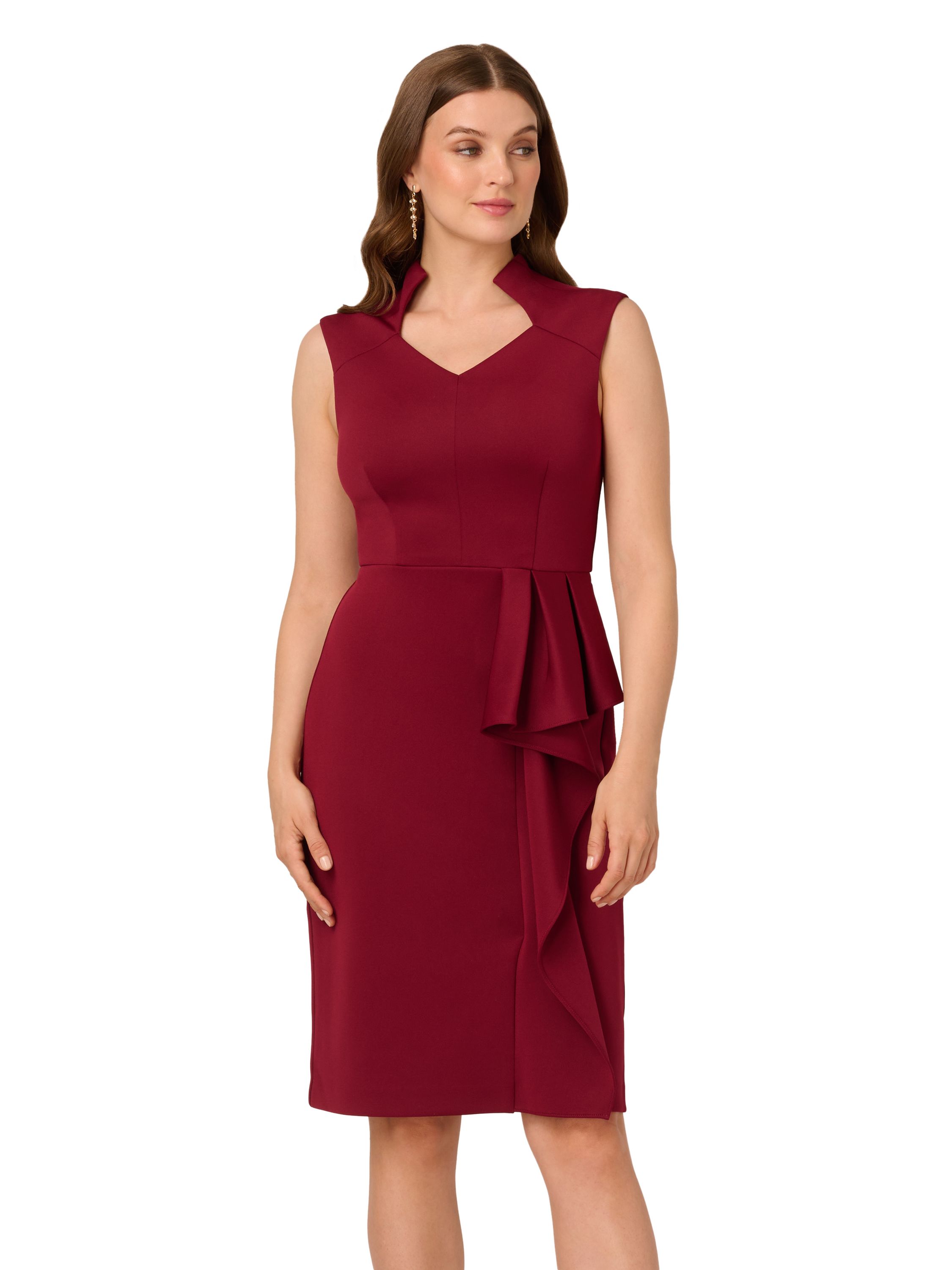 Adrianna Papell Ruffle Scuba Midi Dress