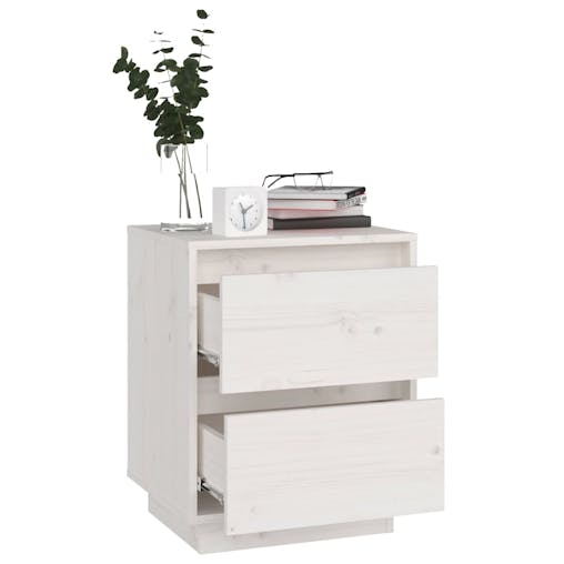 NNEVL Bedside Cabinets 2 pcs White 40x35x50 cm Solid Wood Pine