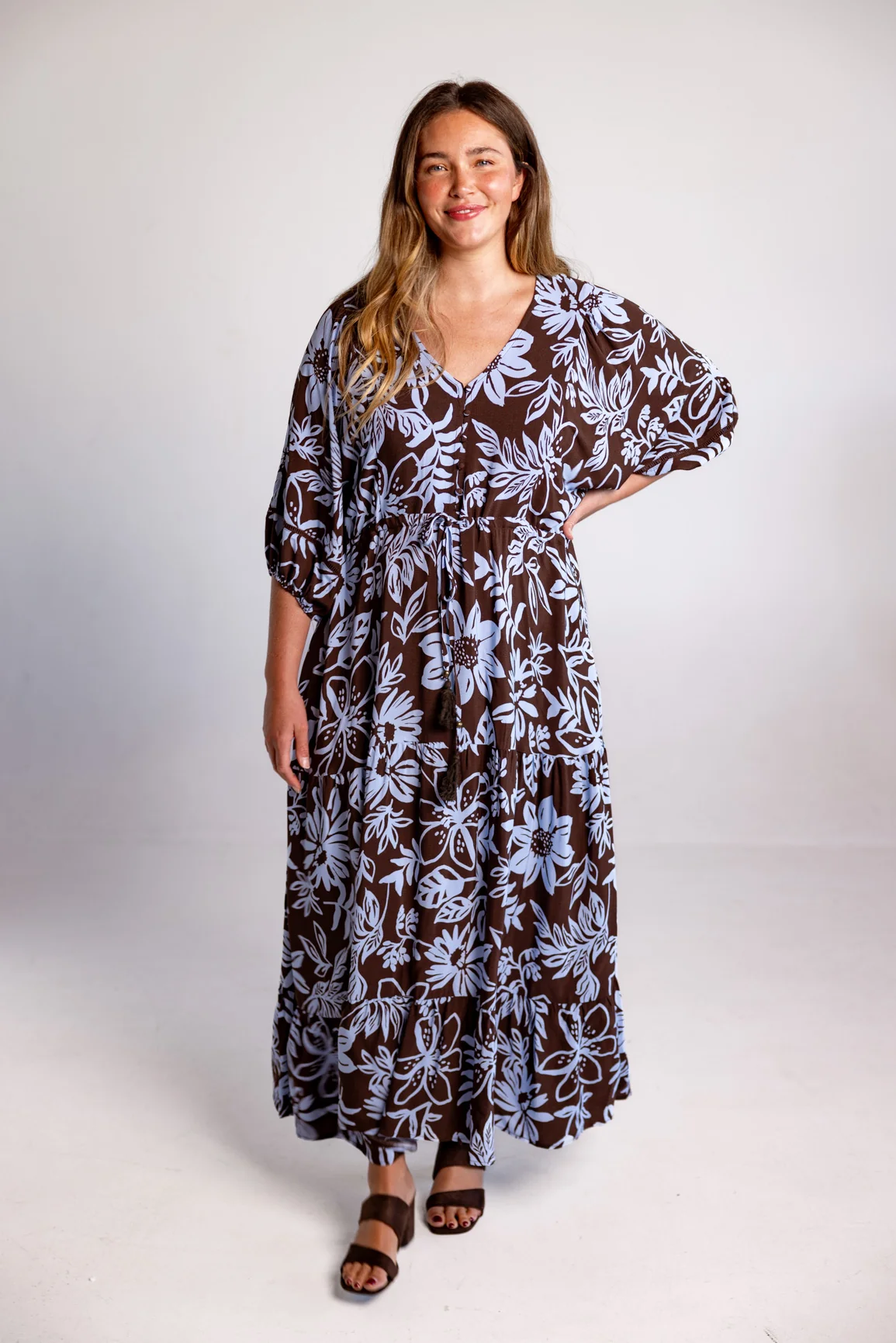 Addison Maxi Dress in Blue Lani Chocolate