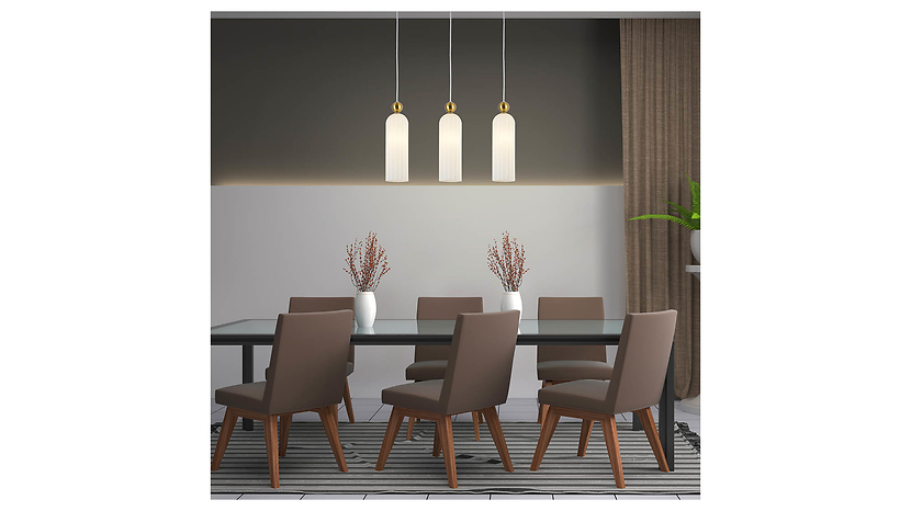 Lampa wisząca Piega 3-punktowa szklana złoto-biała