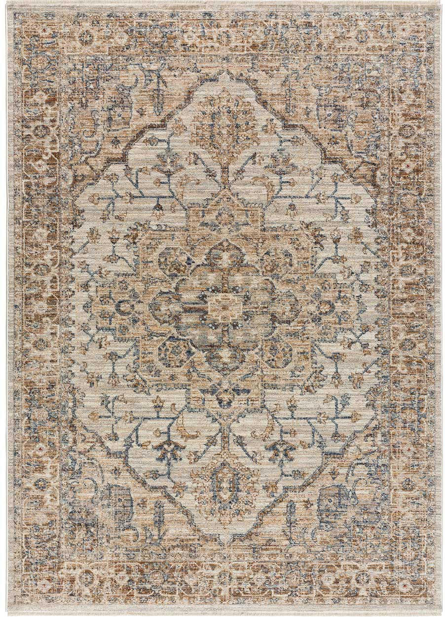 SAMARKAND - Tapis vintage avec finition frangée en couleurs terreuses, 133X190 cm