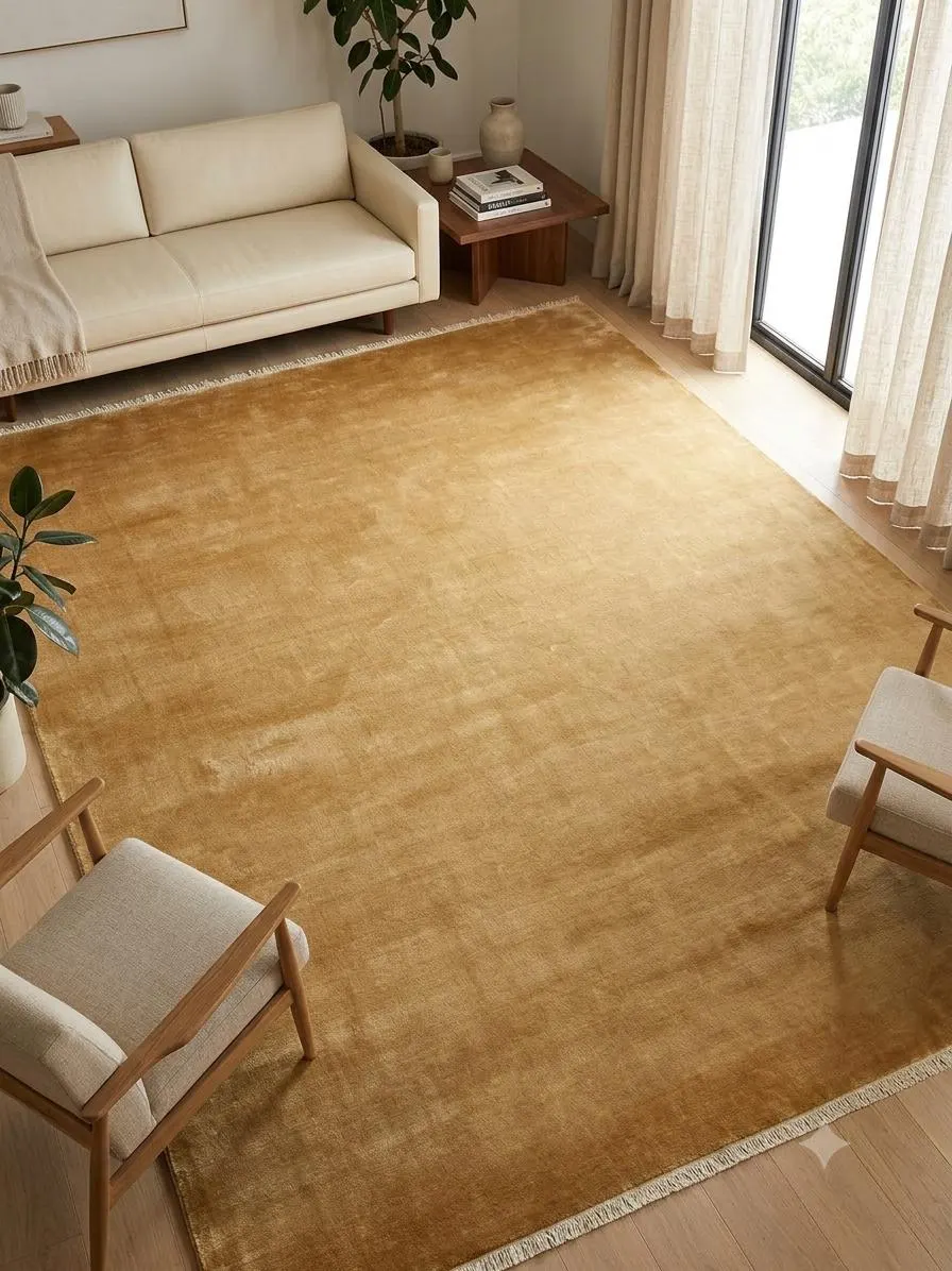 Gold Silk Area Rug, Hand Knotted Rug – Loom Knotted Carpet 5x7 8x10 9x12
