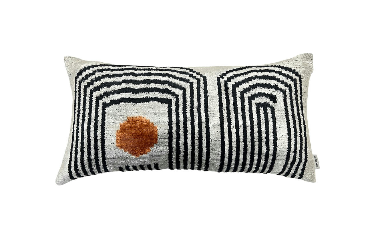 - Housse de coussin velours soie ikat   30x60 multicouleur