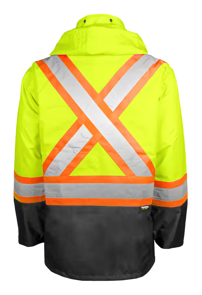 Terra Hi-Vis Rain Jacket with Reflective Tape and Removable Hood, Yellow