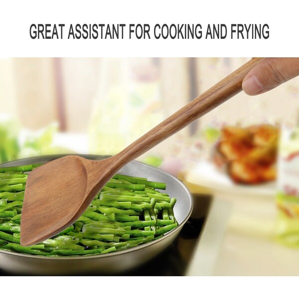 Wooden Turner Stir Frying Wok Spatula Kitchen Pan Cooking Baking Brown - 14.8" x 3.5"(L*W)