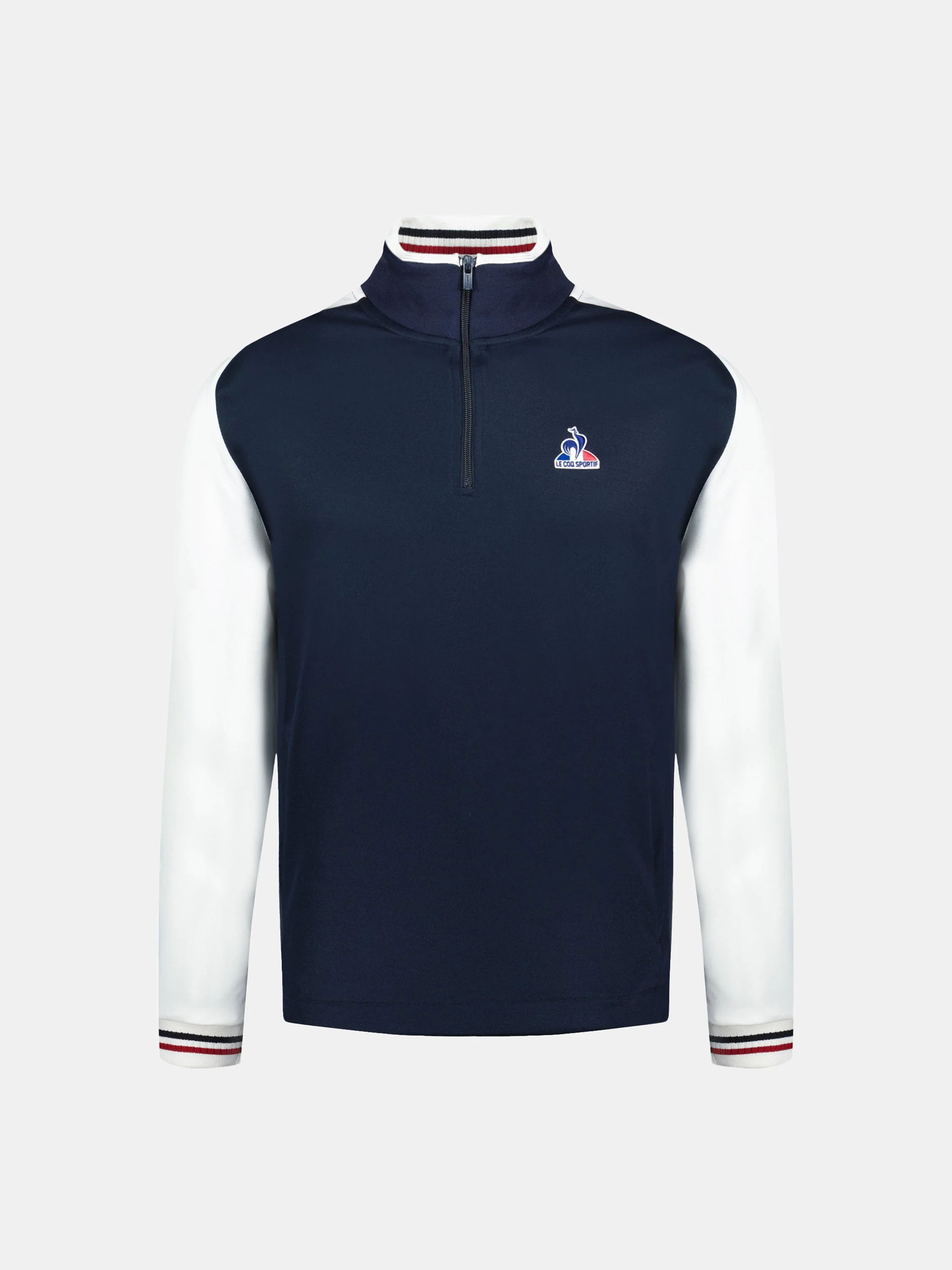 Sweat demi-zippé avec détails tricolores