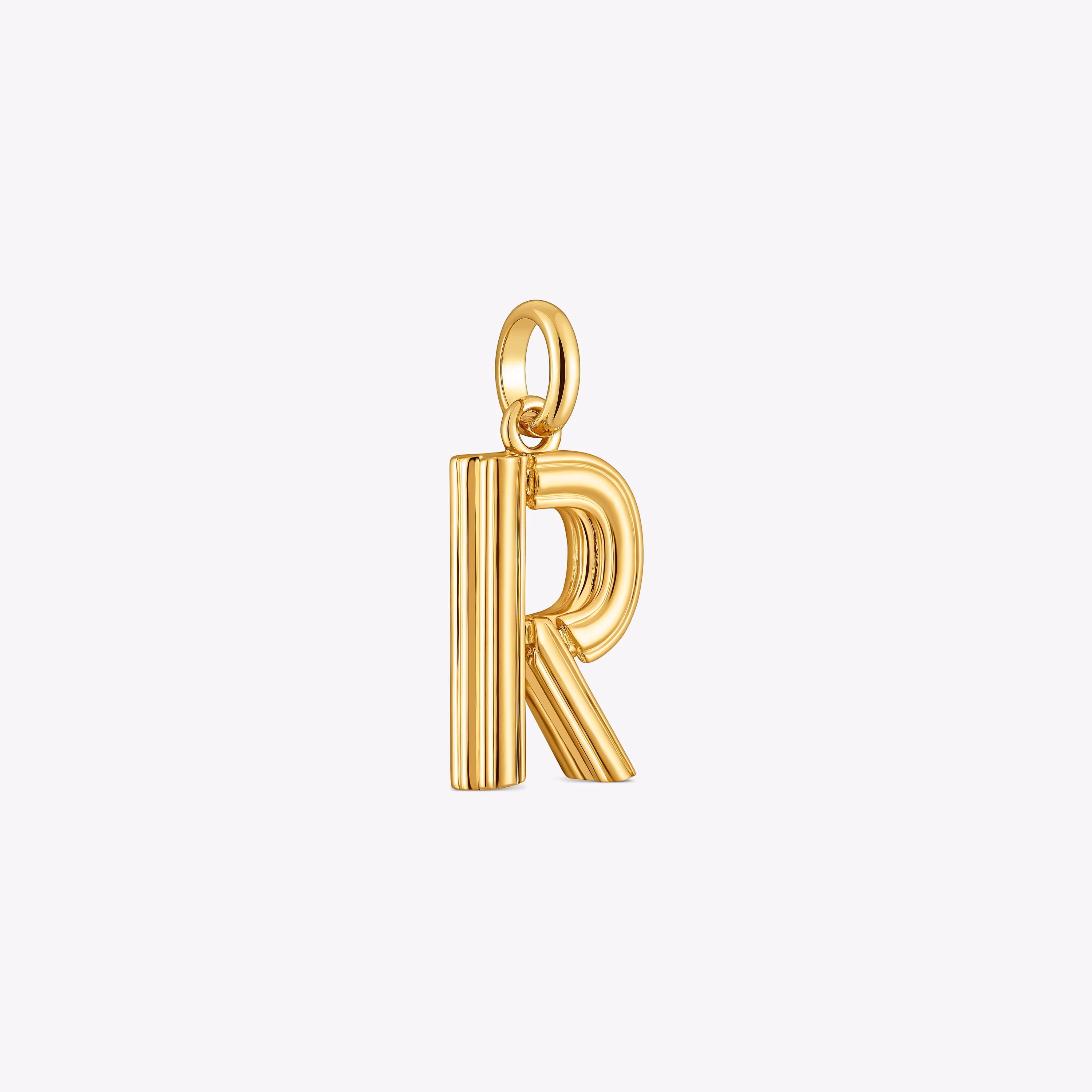Colgante mediano letra R con baño de oro 18 kt sobre plata Alphabet