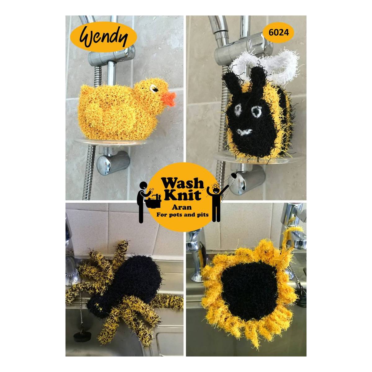 Wendy Wash Knit Aran Kitchen and Bathroom Fun Digital Pattern 6024