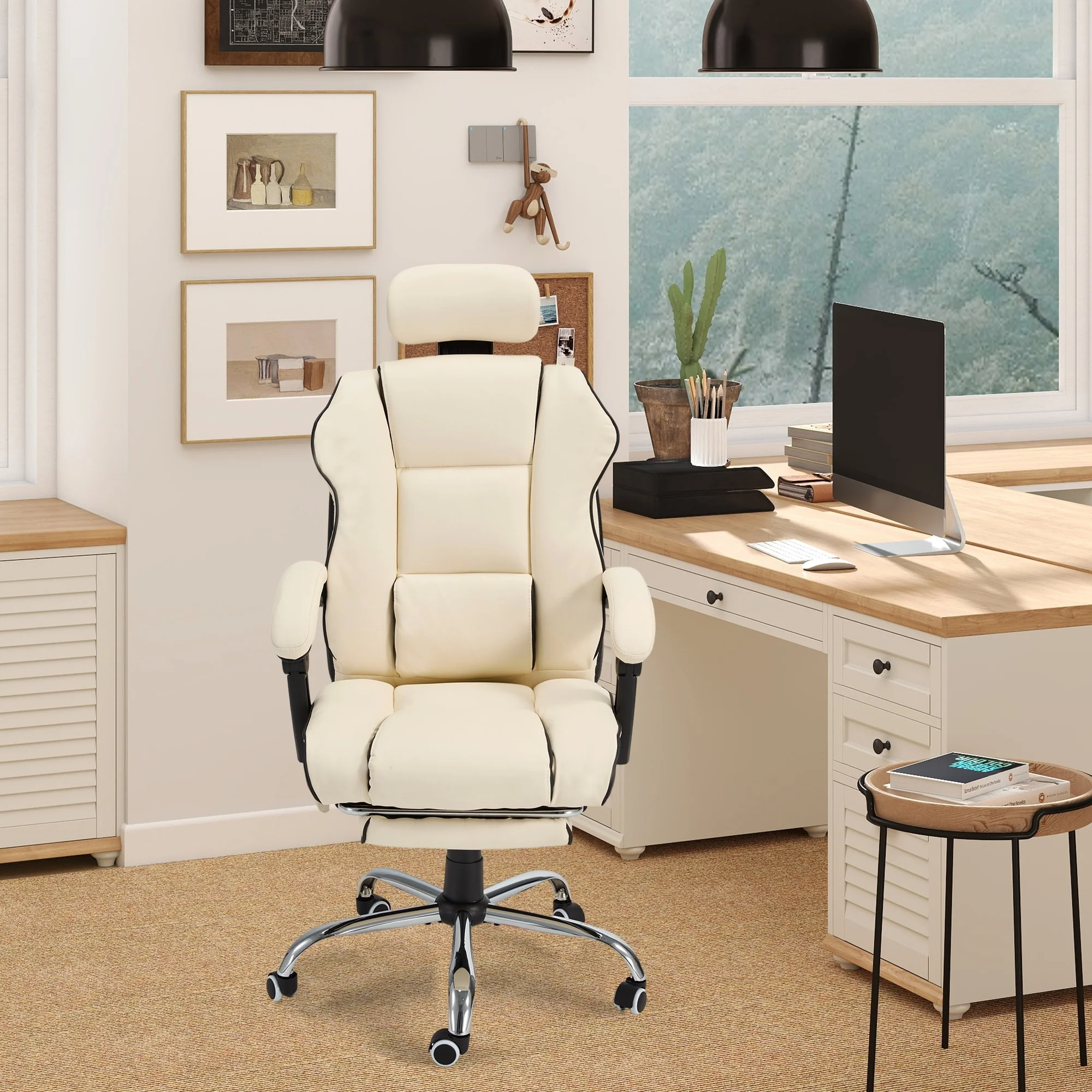 EROMMY Ergonomic Gaming Chair with Adjustable Footrest, Reclining Backrest and Massage, Heated Office Chair