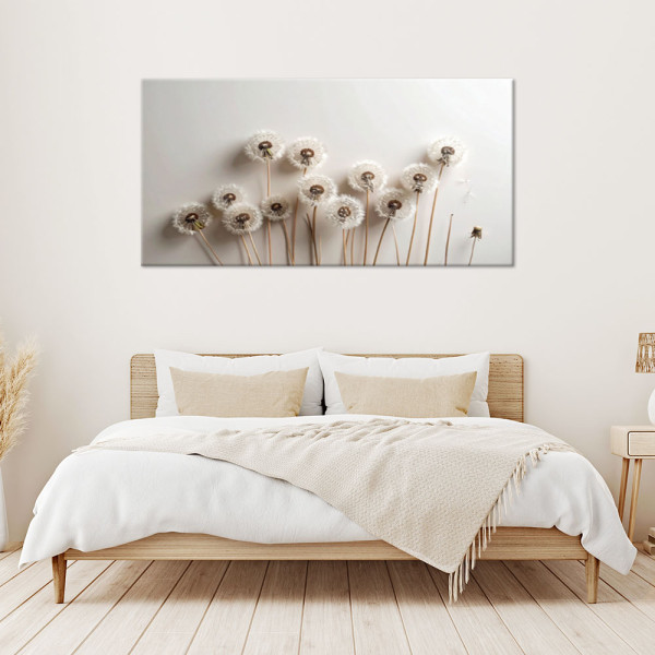 Obraz do salonu kuchni pokoju, Dmuchawce rośliny boho beżowy 80x40