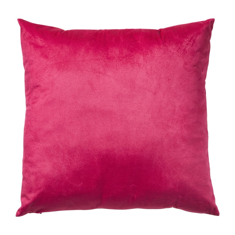 Kussen velvet bloem - rood/roze - 45x45 cm
