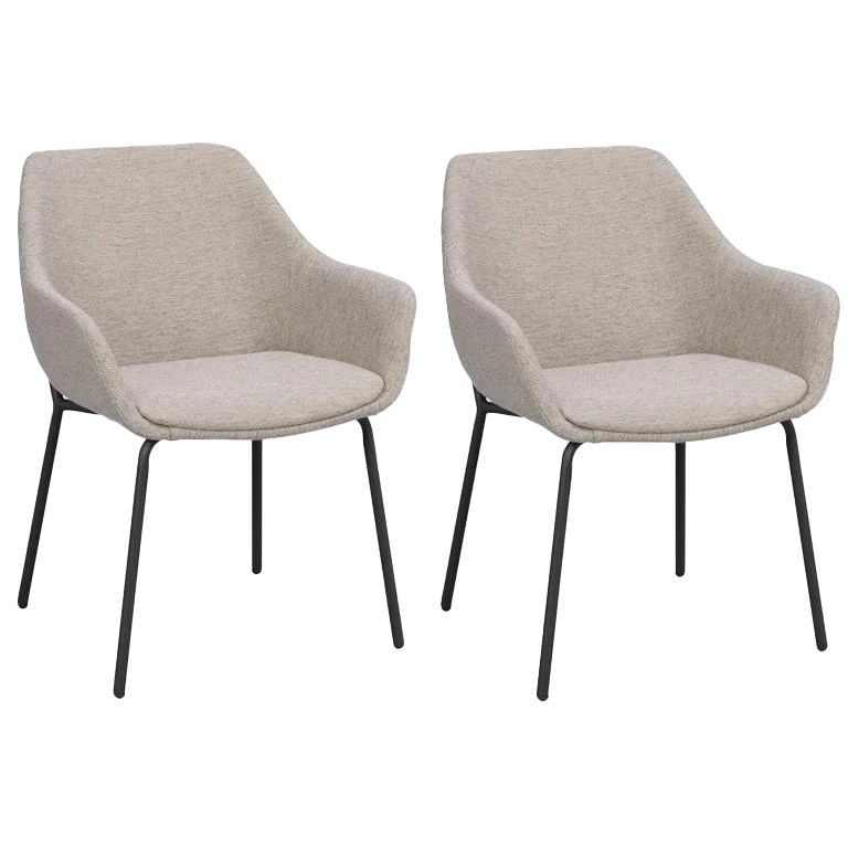 Rowico Home Haley Eetkamerstoel Lichtgrijs - Armleuning - Set Van 2