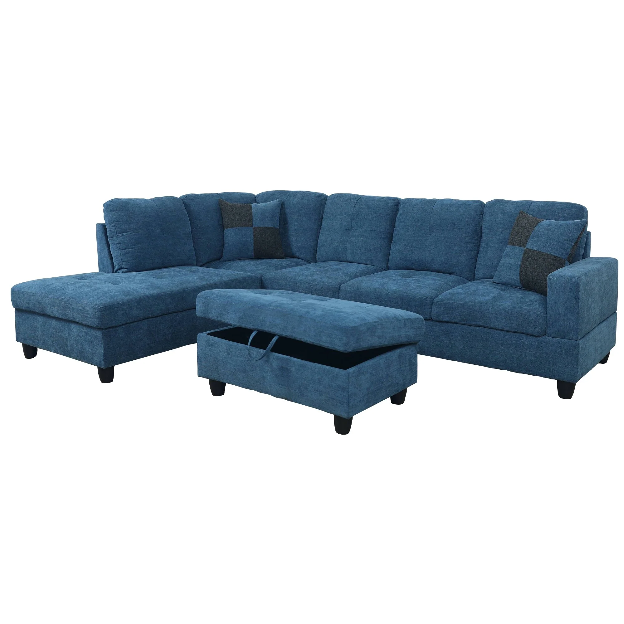 Star Home Living Left Chaise Sectional with Storage Ottoman
