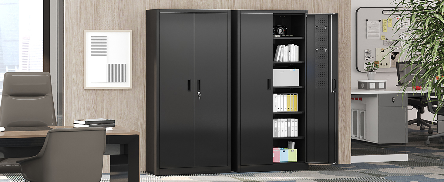 Metal Storage Cabinet with Pegboard 71'' x 34'' x 18''