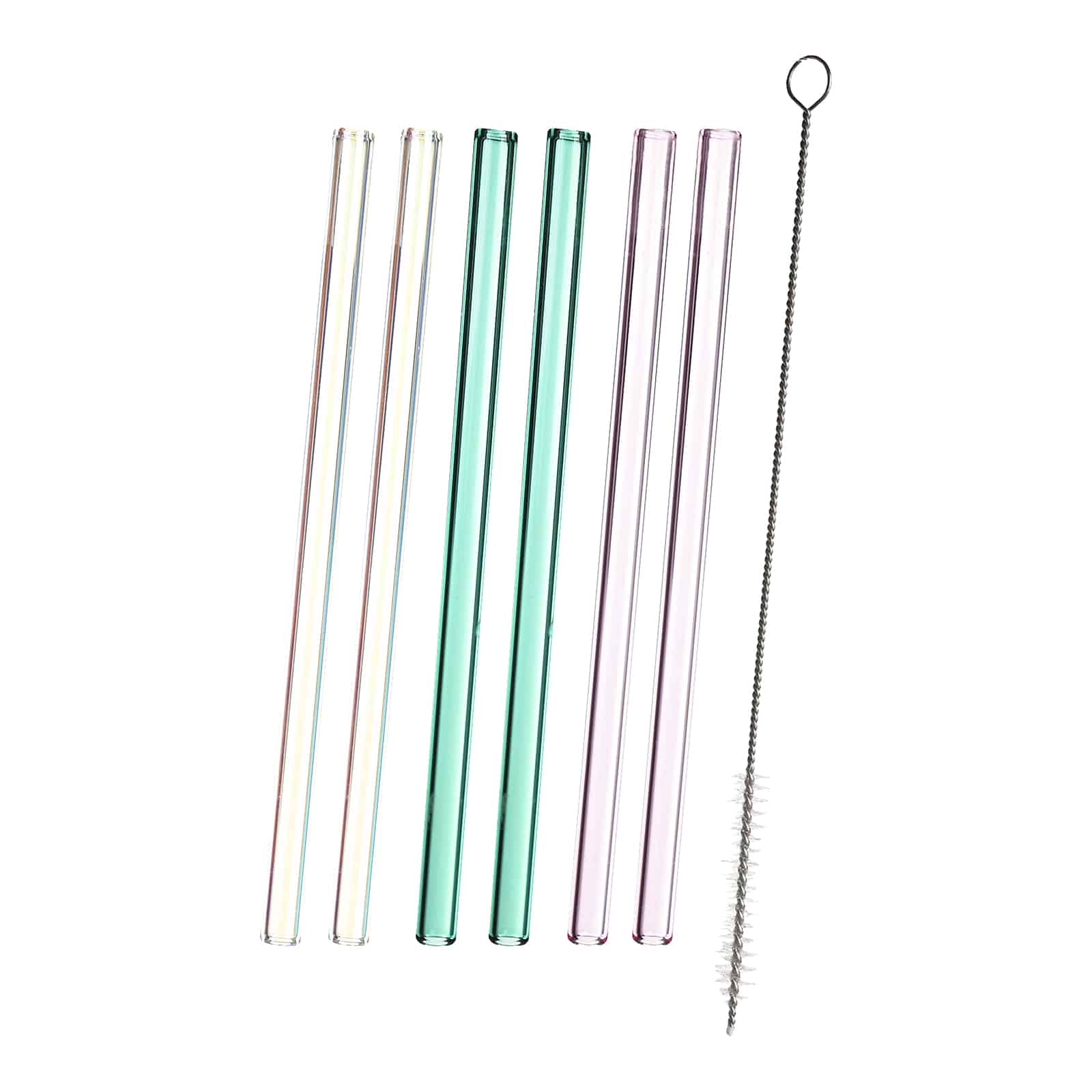 Glas-Trinkhalm-Set mit Reinigungsbürste Bunt, 7 -tlg.