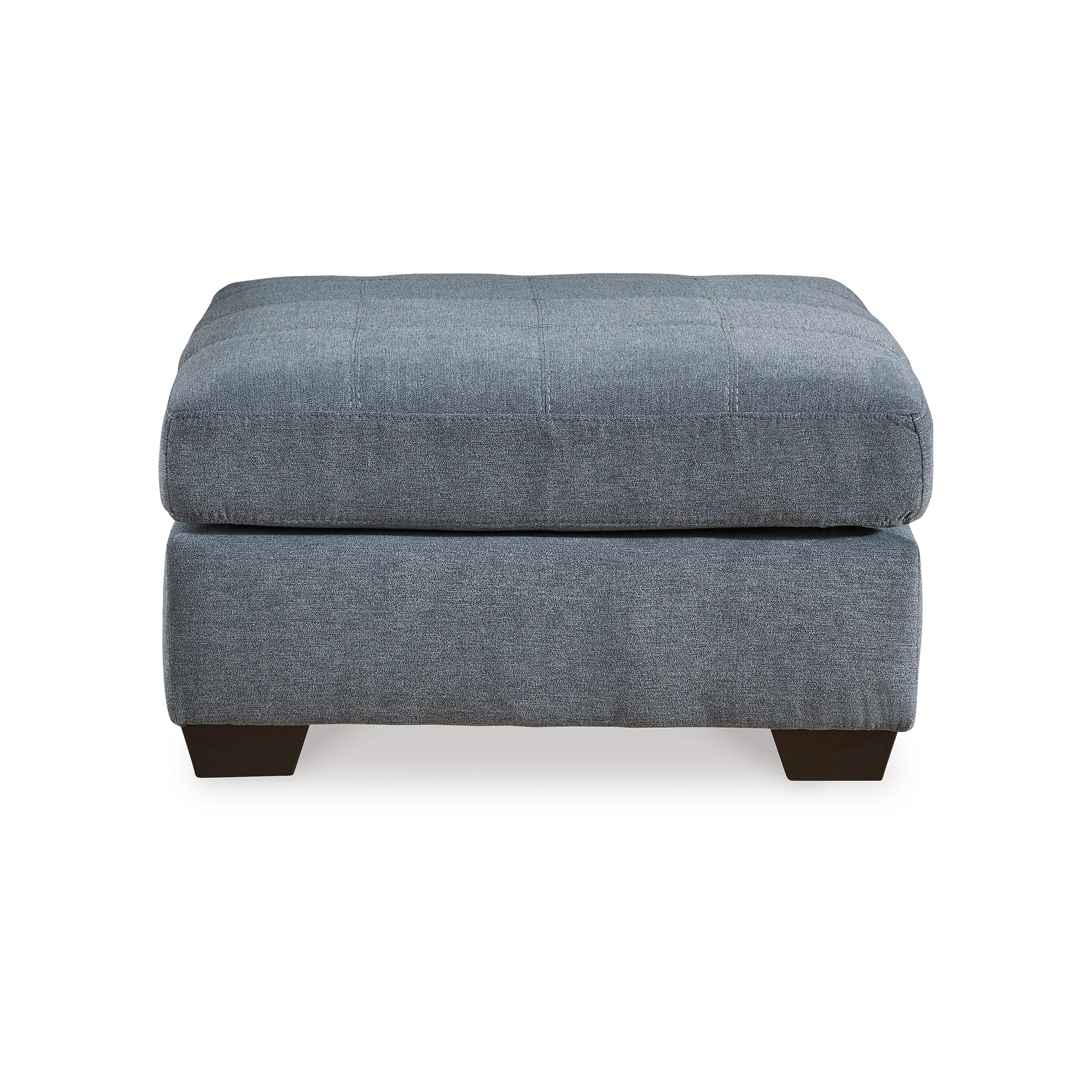 Marlow Oversize Ottoman, Stitch Details, Muted Blue Polyester 36 Inch