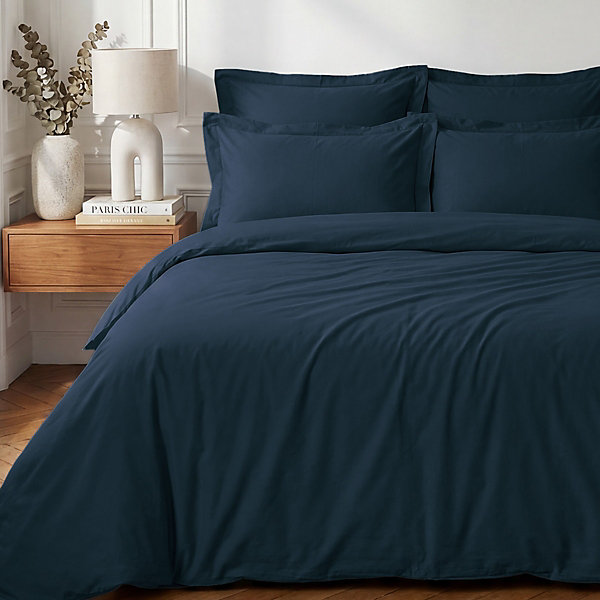 Drap housse bonnet 40 cm en percale cotonPLUSIndigo 90x200 cm SOFT PERCALE
