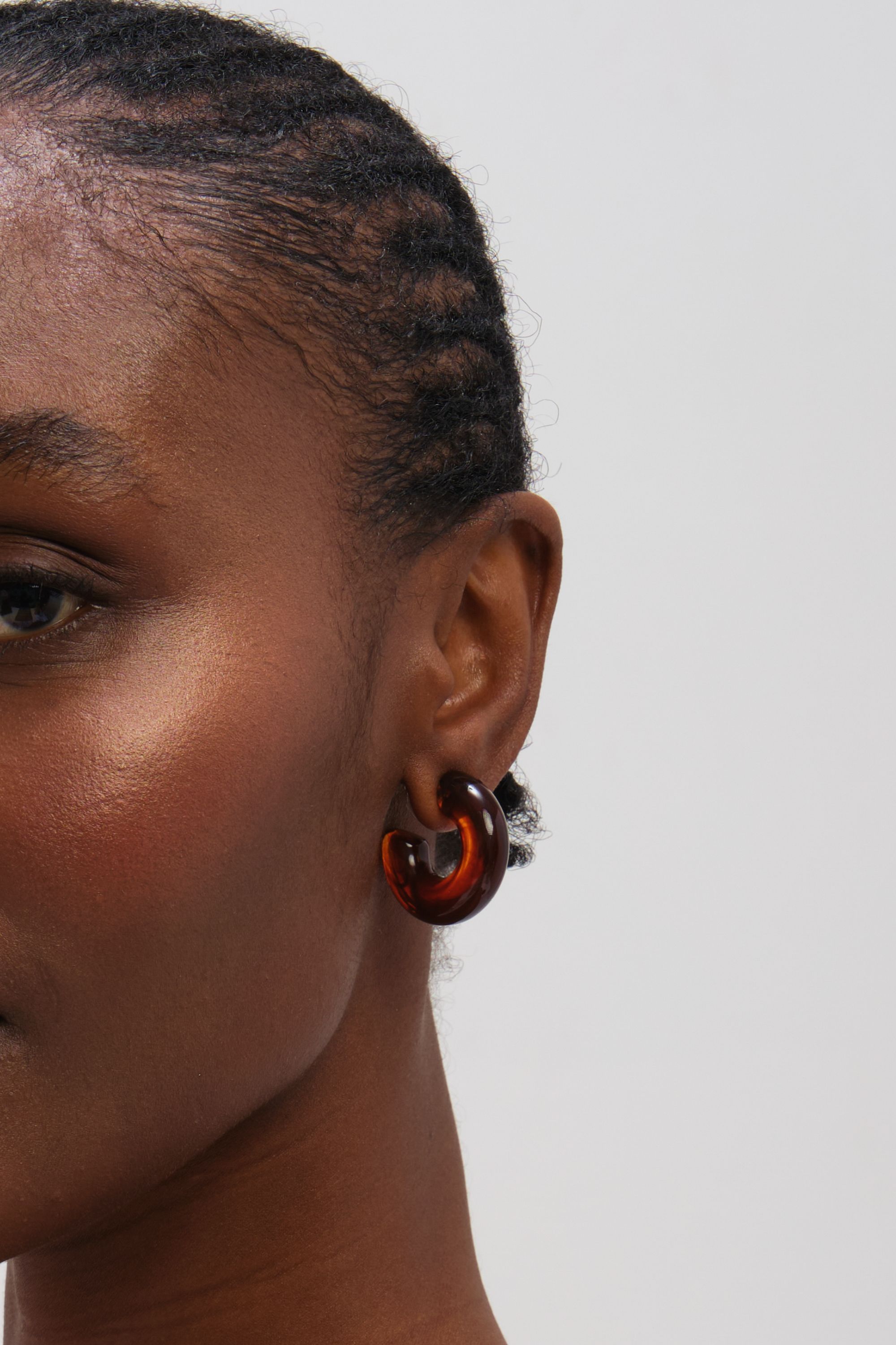 Mood Gold Plated Brown Resin Hoop Earrings