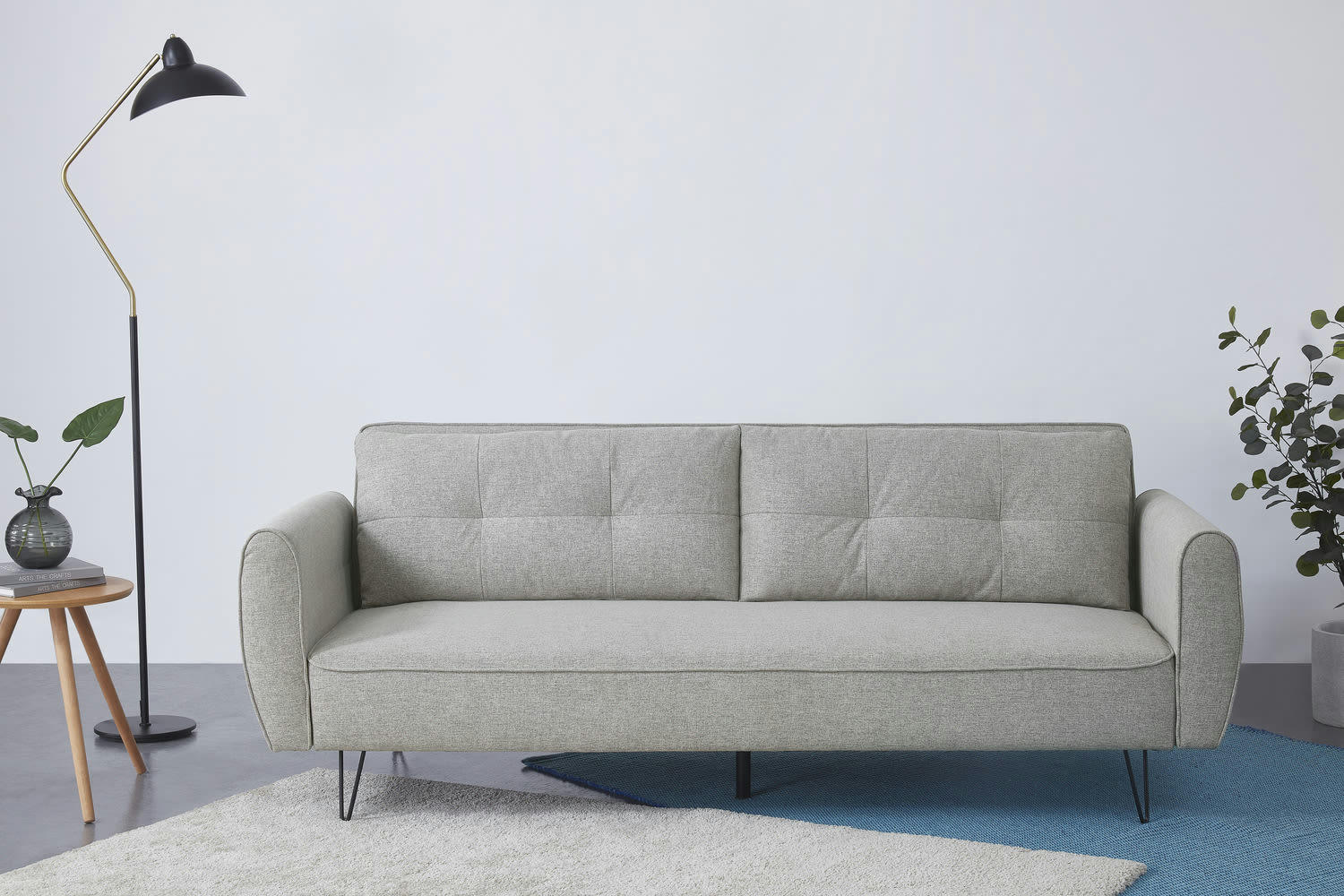 SOHO - Canapé design convertible 3 places en tissu gris clair