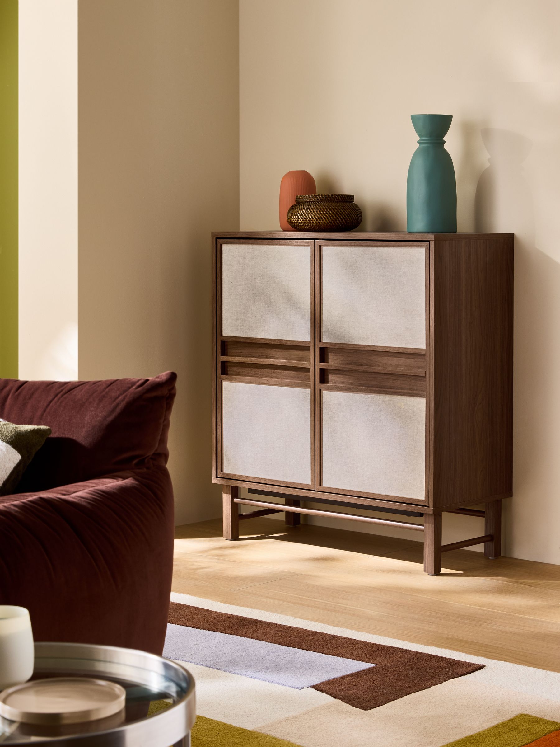 Almelo Tall Large Sideboard in Dark Wood Effect