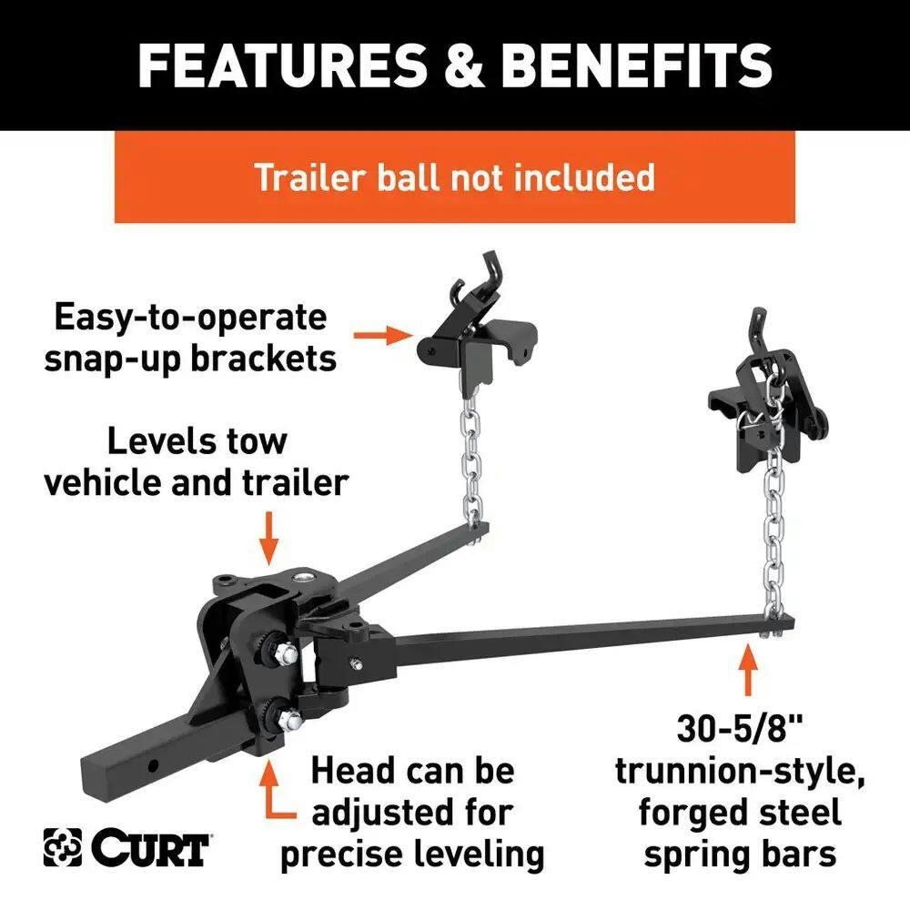 CURT Long Bar Weight Distribution Hitch (6-8K lb, 30-5/8-in Bars)