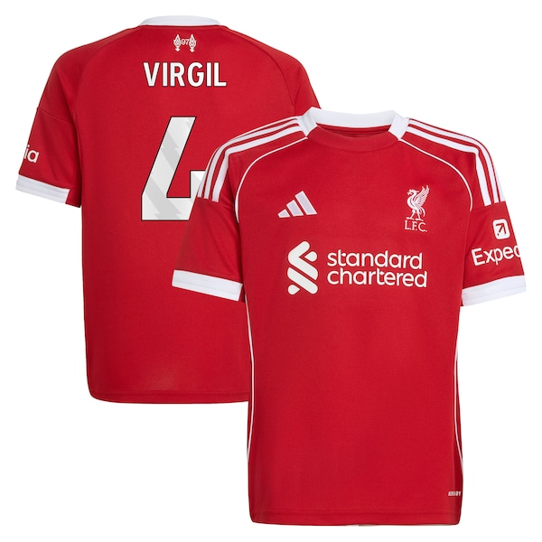Virgil van Dijk Liverpool adidas Youth 2025/26 Home Replica Jersey - Red/Green