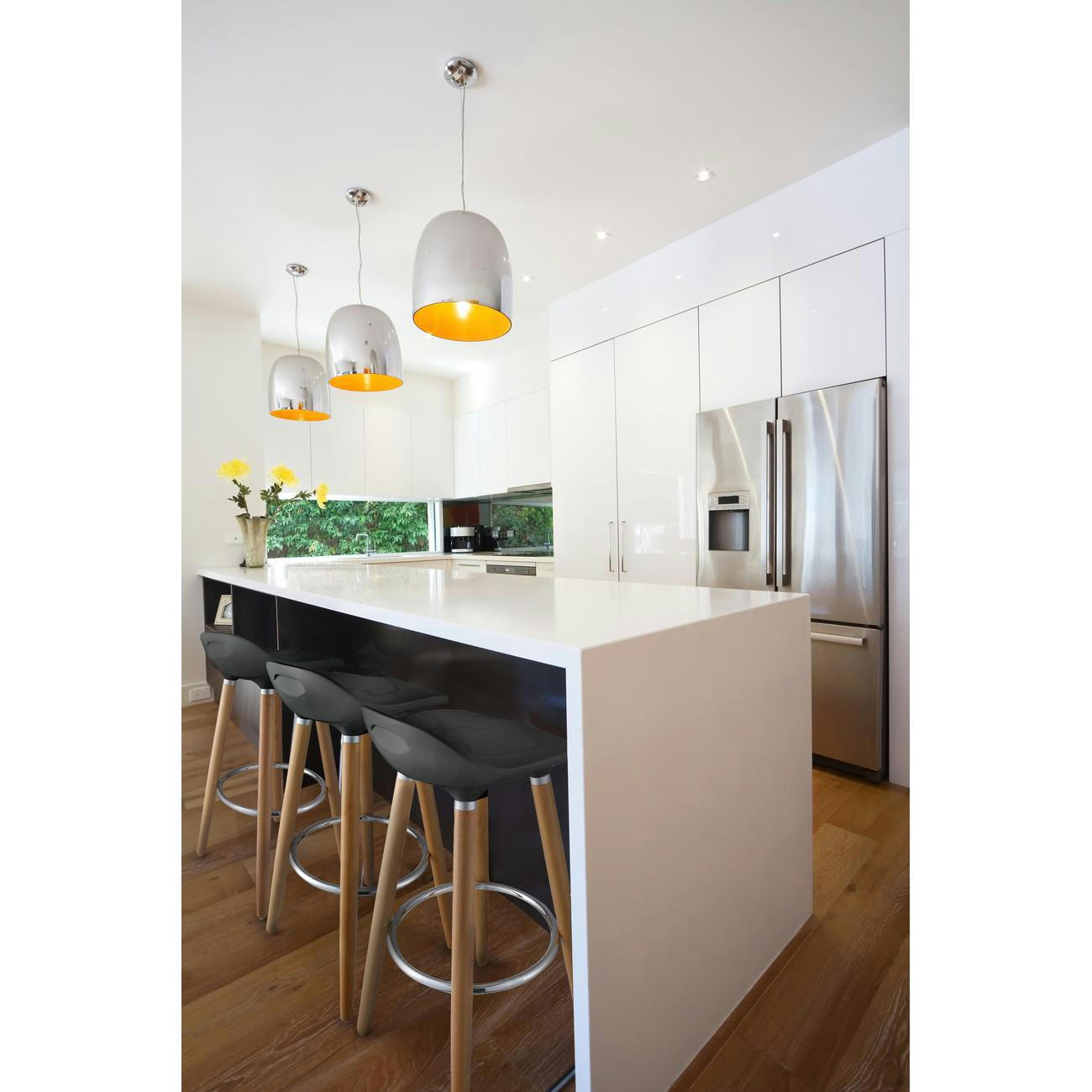 OLLO - Tabouret de bar assise plastique dur pieds métal - Lot de 2