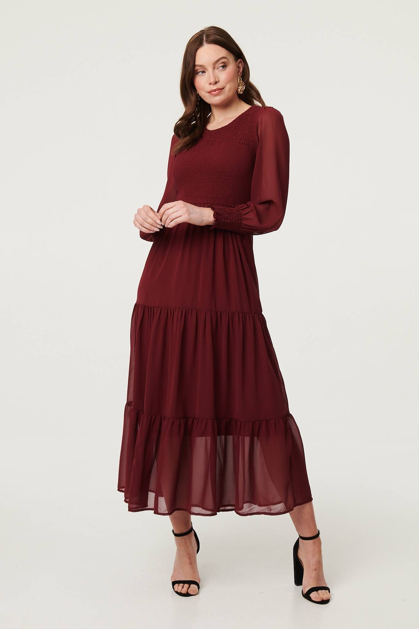 Izabel London Semi Sheer Layered Tiered Maxi Dress