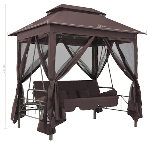 NNEVL Gazebo Convertible Swing Bench Coffee