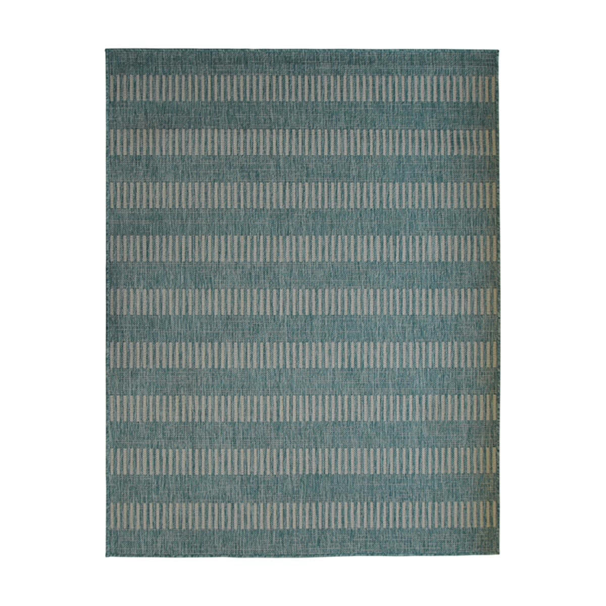 TERRAIN - Tapis intérieur-extérieur aspect jute motif lignes bleu 133x170