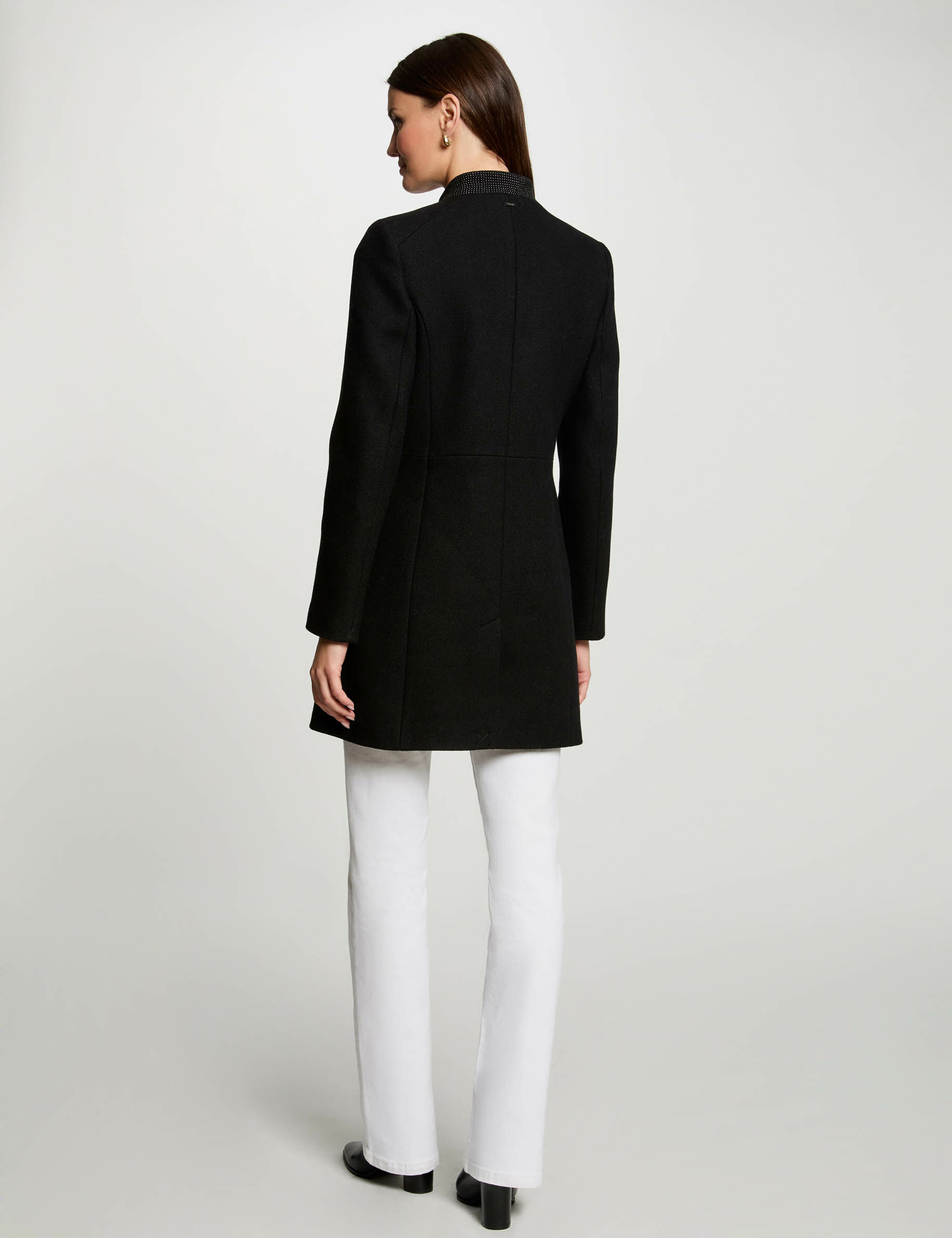Buttoned Long Coat Black Women