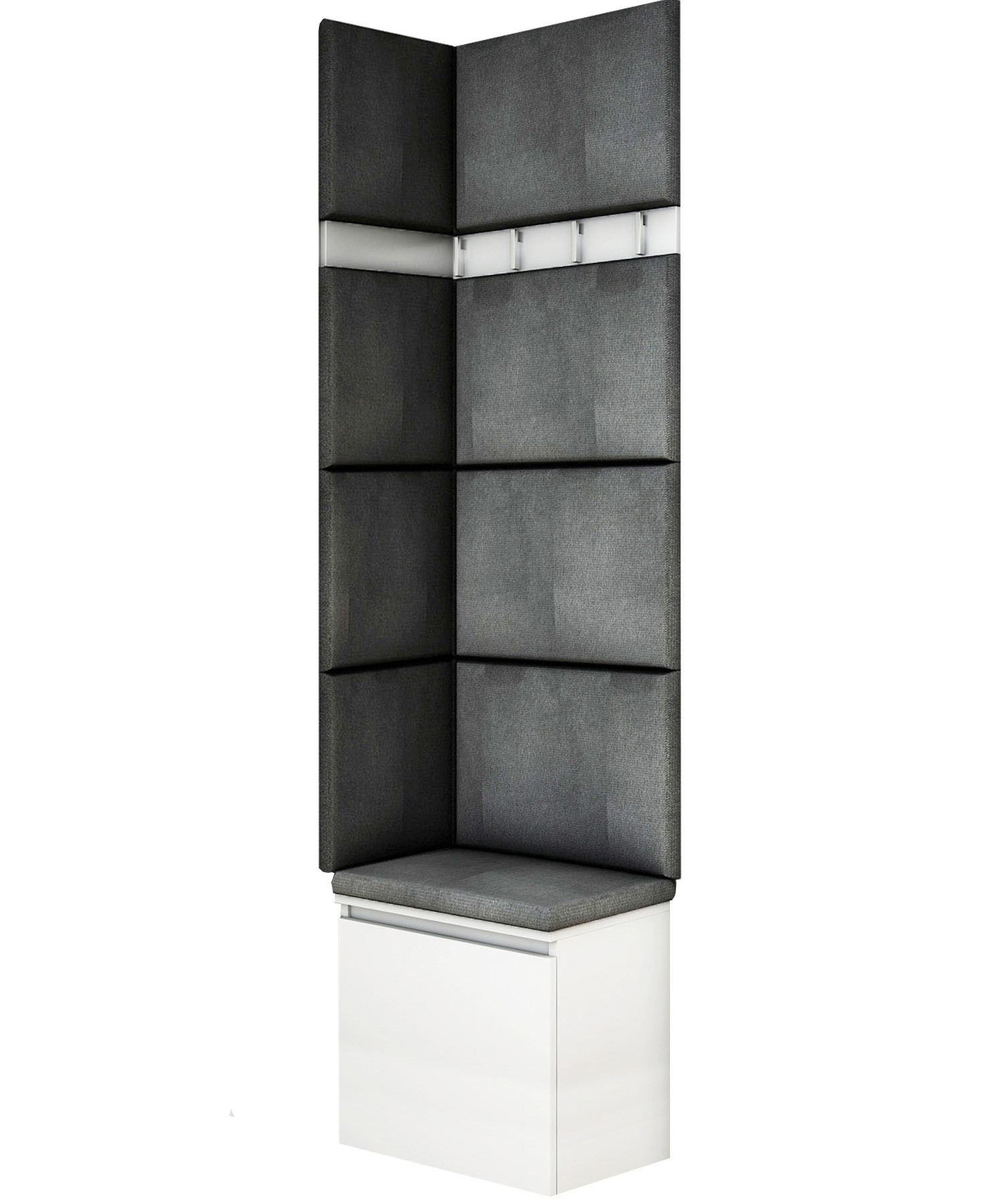 Zestaw Do Przedpokoju 1P8 Biały/Szary 50X37X212 Cm Welur Szary