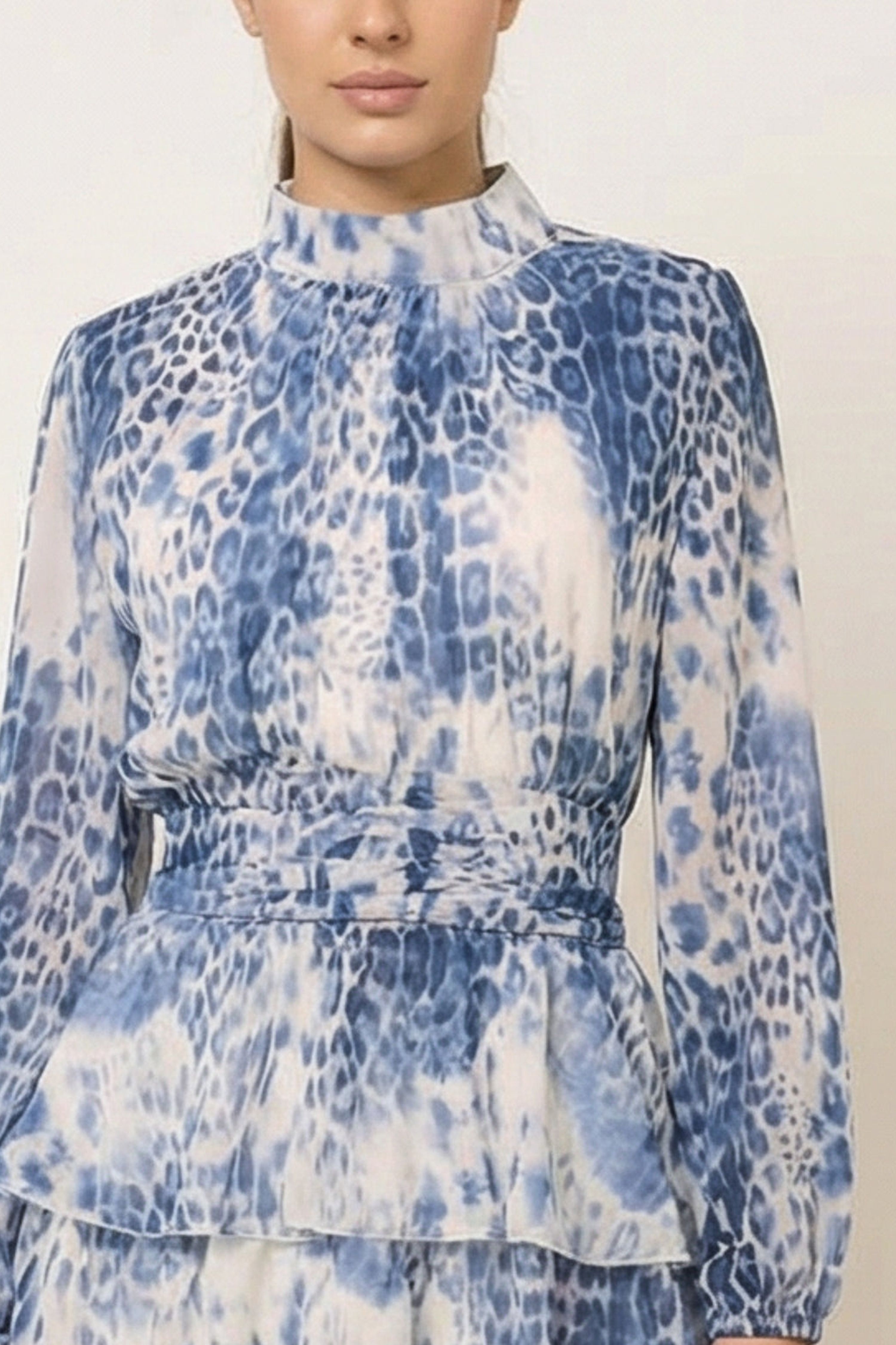 Blue Vanilla Blue Animal Print Layered Dress