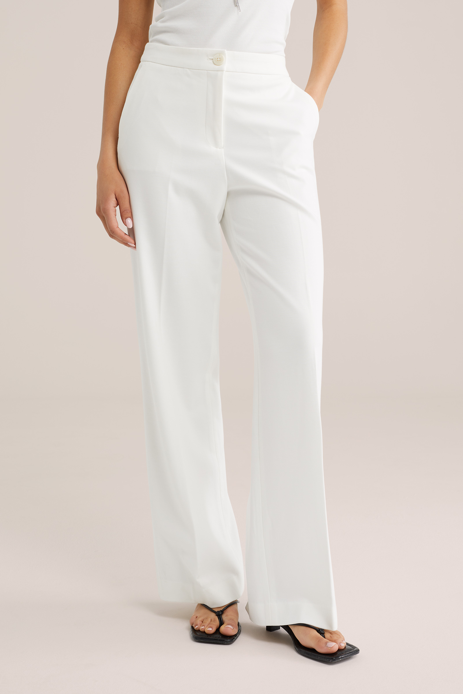 Dames wide leg jersey pantalon met stretch