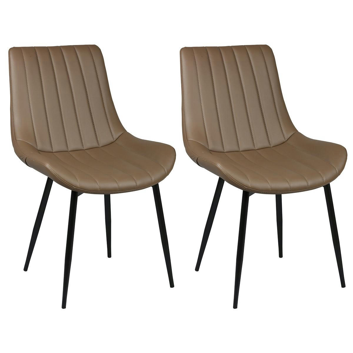 CAROLANN - Lot  de 2 chaises taupe métal et pvc