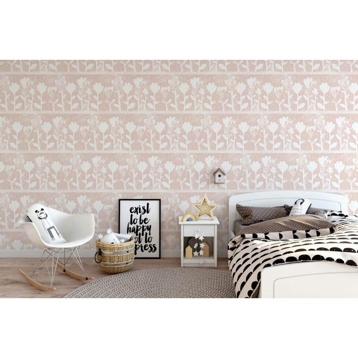 TULIPANO - Papier peint panoramique motif floral Rose pâle 240x270cm