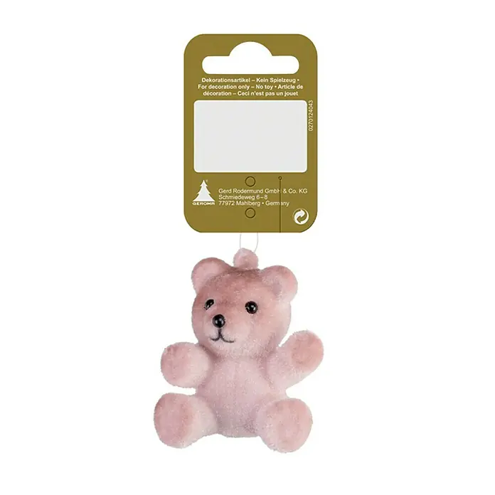 JULETREPYNT BAMSE 7X7CM LYSEROSA