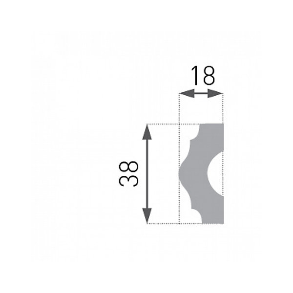 Cimaise décorative - Modèle arrondi - Polystyrène - 200x1,8x3,8 cm