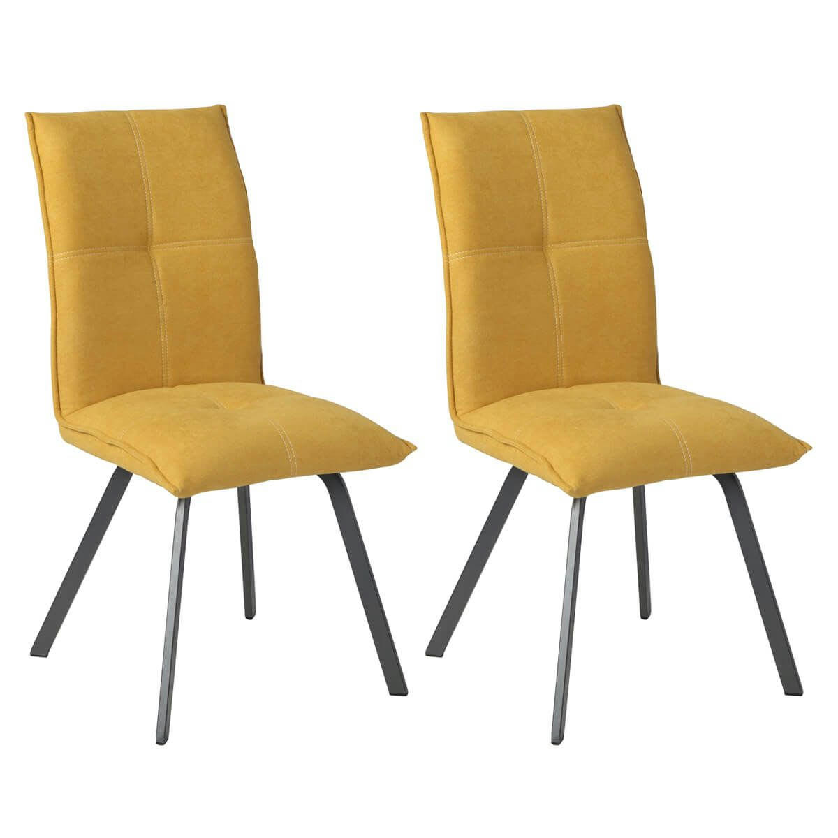 BISPO - Lot  de 2 chaises tissu coloris jaune