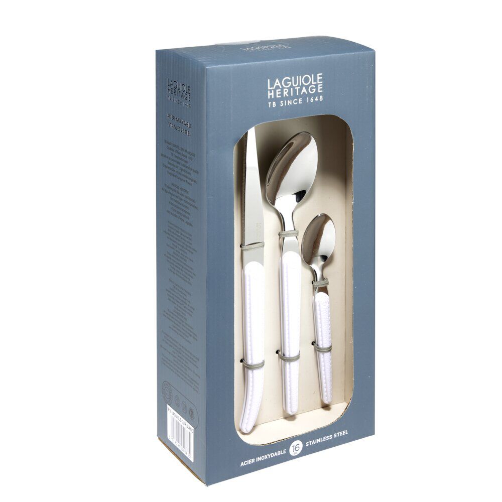 Ménagère Laguiole 16 pièces inox blanc