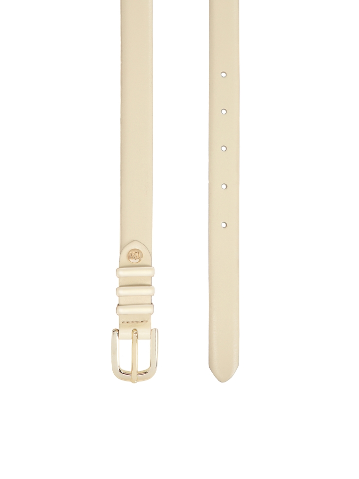 Slim leather belt in cream color