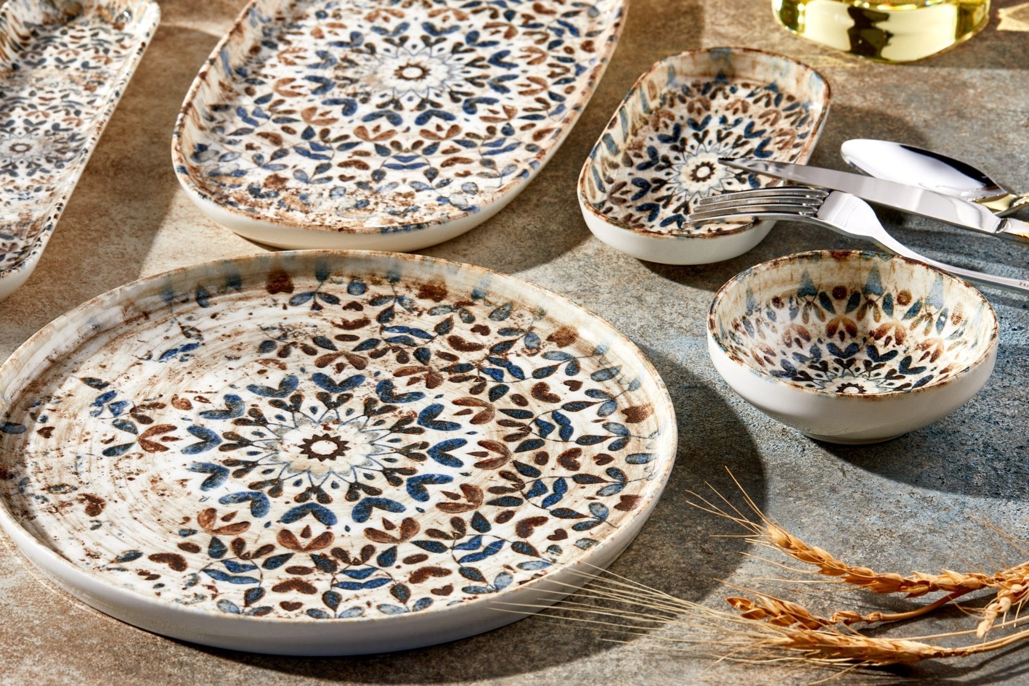 Rinart Dinerbord - Aztec - Porselein - 28 cm - set van 6