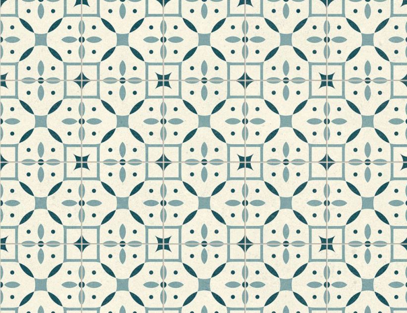 PVC Calypso Tile Weiß, Blau