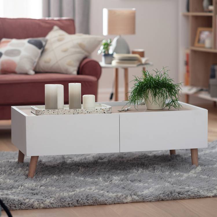 Habitat Skandi 2 Drawer Coffee Table - White Two Tone