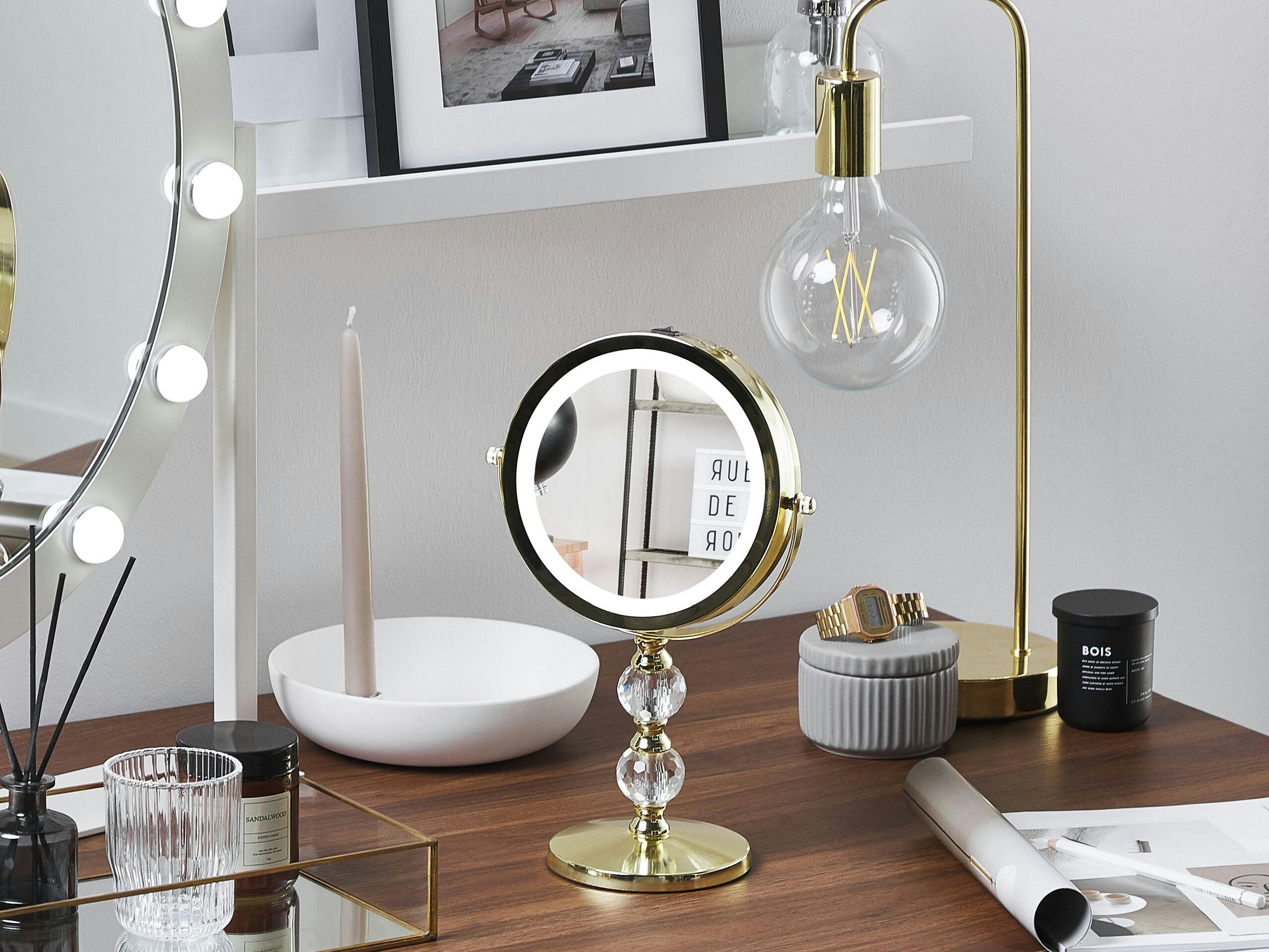 CLAIRA - Miroir de table en métal doré 34x18