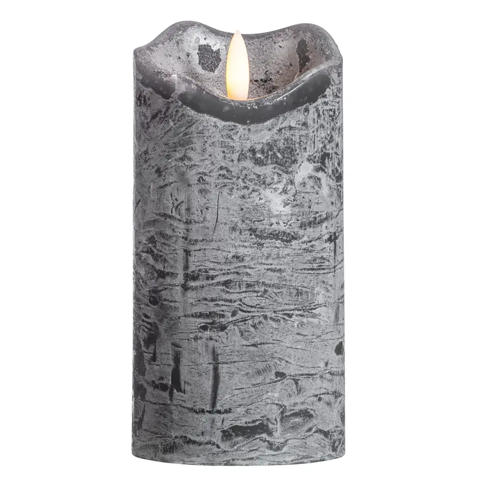 LED Kaars Rustiek - donkergrijs - 15x&Oslash;7,6 cm