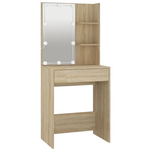 NNEVL Dressing Table with LED Sonoma Oak 60x40x140 cm