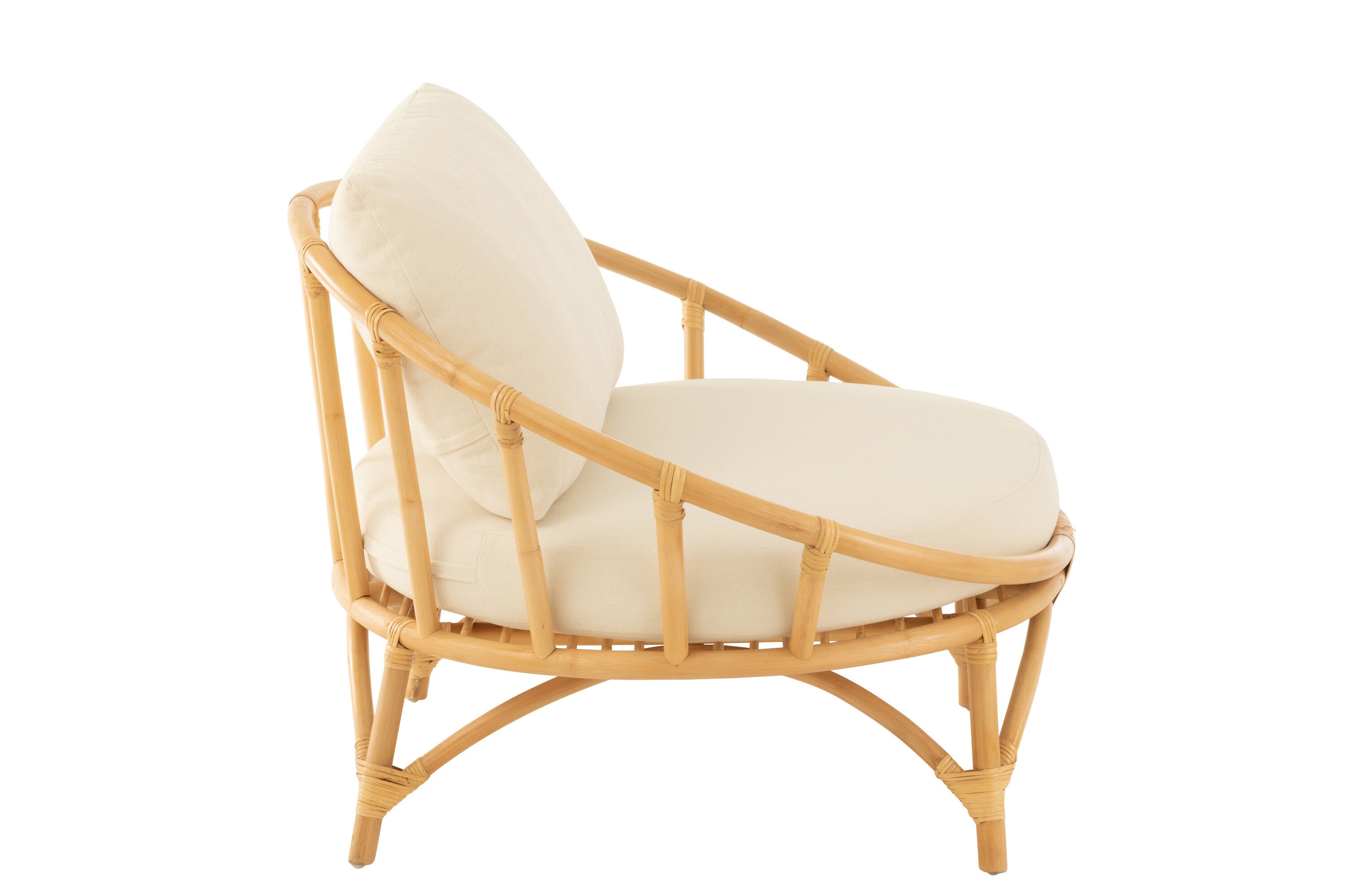 J-Line stoel   kussen - jute/textiel - naturel/wit