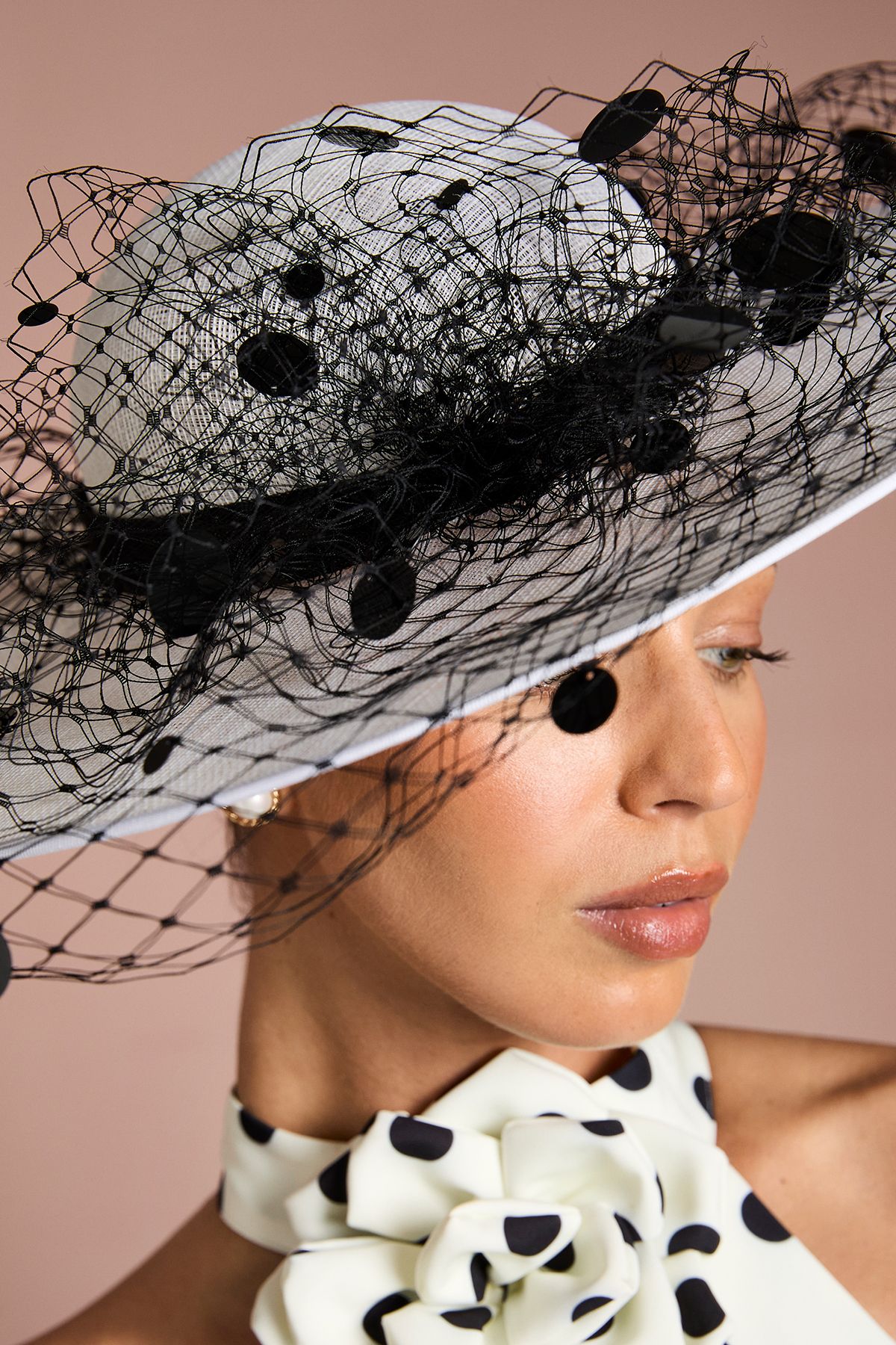 Coast Lisa Tan Wide Brim Veiled Hat